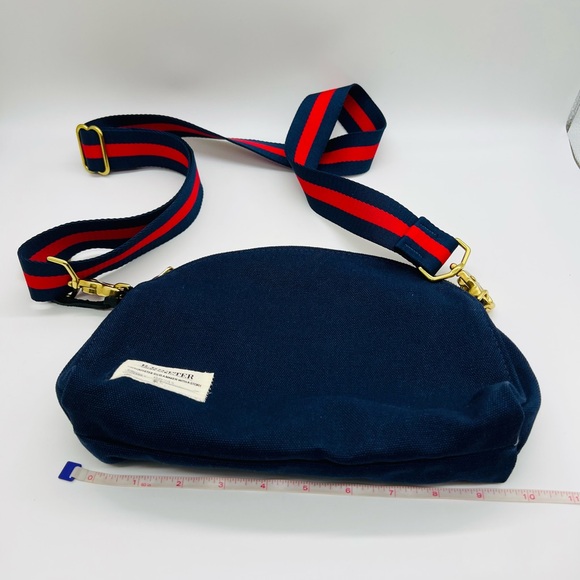 R. Riveter Navy Crossbody Canvas Bag Unisex Gold Hardware - Picture 4 of 13